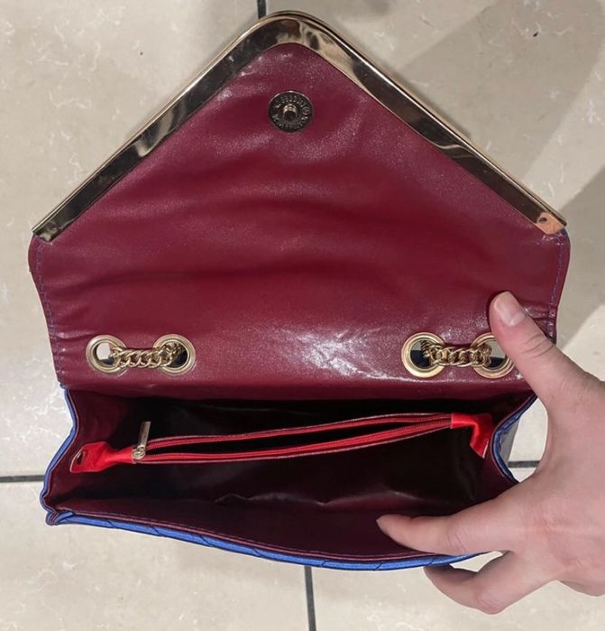 Mala azul metalizada ysl