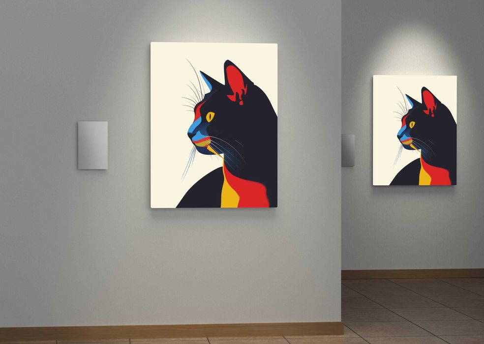 Obraz na płótnie "Geometryczny Kot w Abstrakcji" 60x80 cm