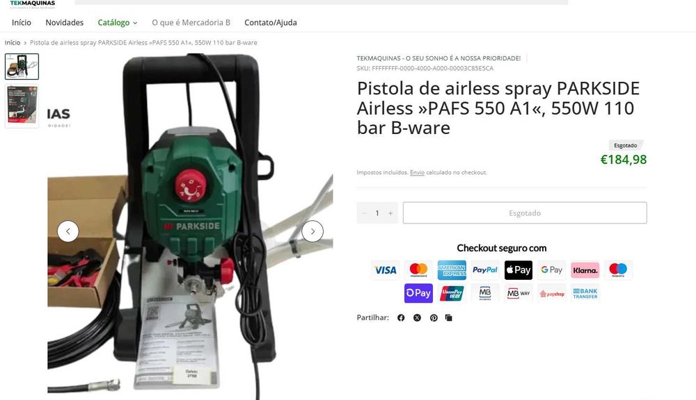Máquina PARKSIDE PAFS 550 A1 de pintar paredes Interiores e exteriores, NOVA nunca usada