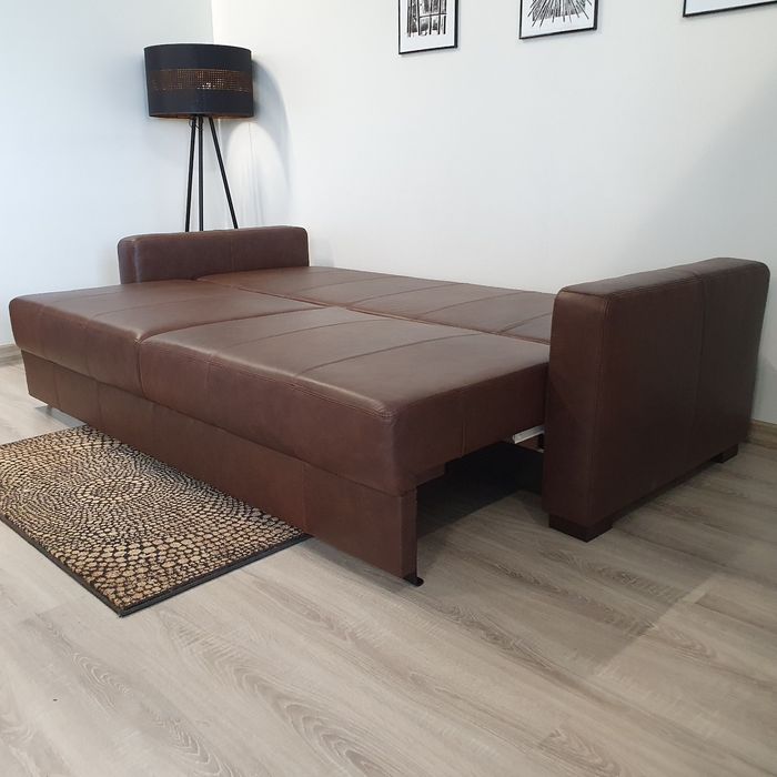 Producent! Sofa, kanapa rozkładana SENATOR, naturalna skóra !!