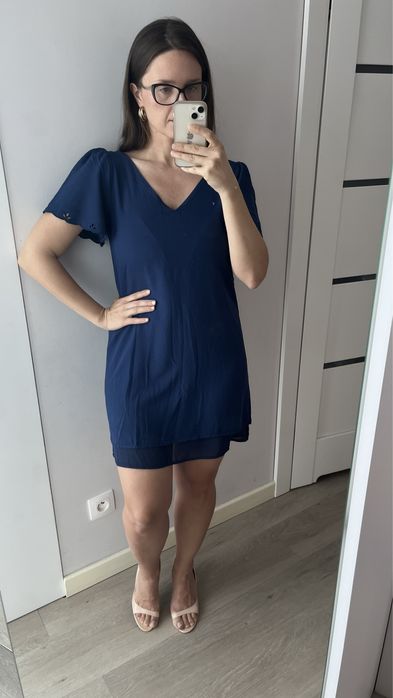 Lovie&co niebieska azurowa sukienka 38 indygo