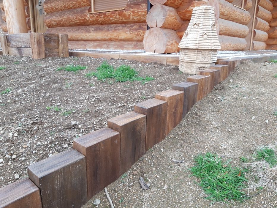 Palisada stojąca, drewno betonowe, palisada, obrzeże