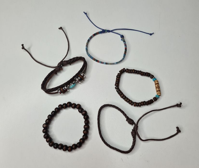 Zestaw 5 bransoletek turkus+brąz