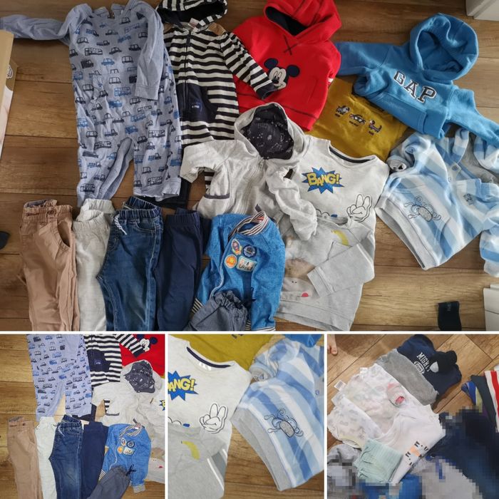 Paka ciuchów dla chłopca 68-74-80 spodnie bluzki bluzy kurtki