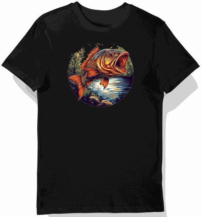 Koszulka męska czarna z motywem ryby Pomarańczowy Chub XXL
