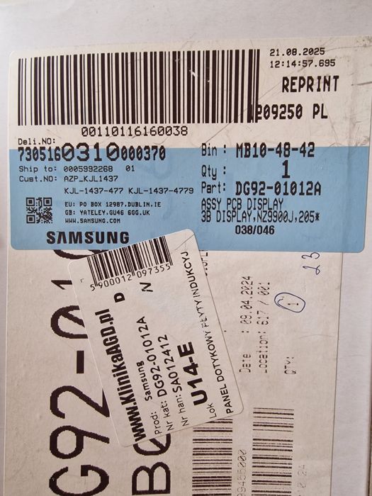 MODUŁ NZ9900J - DISPLAY, DG41 - 00002A, DG92 - 01010A