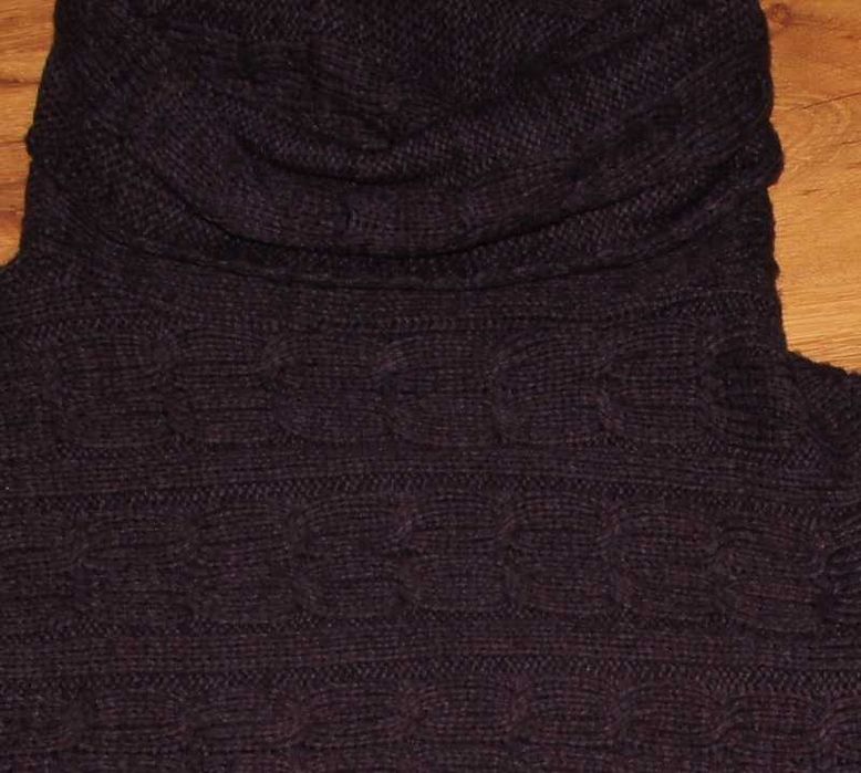 Sweter bezrękawnik z dużym golfem buraczkowy bordowy burgund 40-42 XL