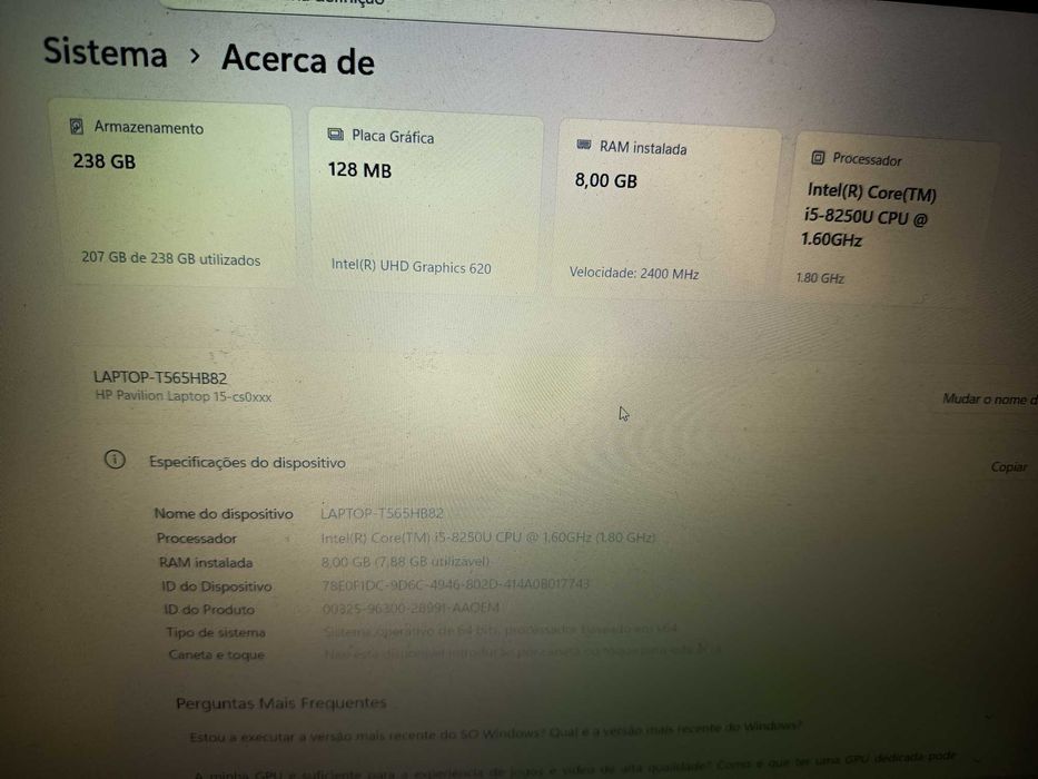 Portátil HP pavilion