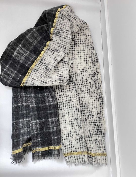 Wełniany duży szal Plomo o Plata 100% wełna dwukolorowy ciepły