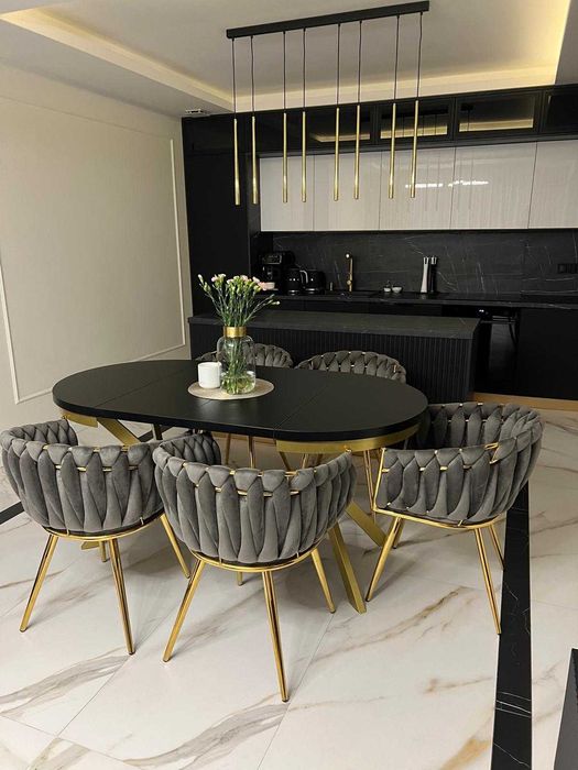 Fotel welurowy szary złota rama *HIT*