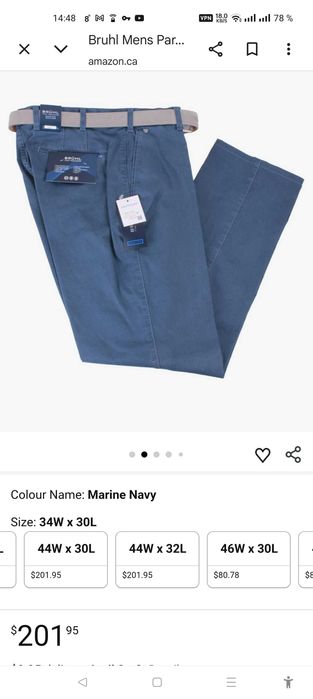 Джинсы (chino Bruhl Germany w42 stretch mid blue.