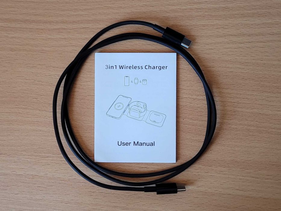 Składana bezprzewodowa ładowarka indukcyjna 3 w 1 czarna do Apple