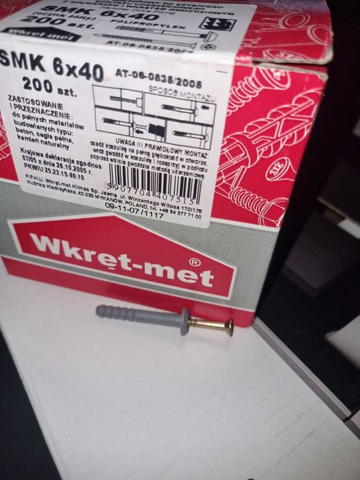 Wkret met kołek rozporowy do szybkiego montażu 6x40