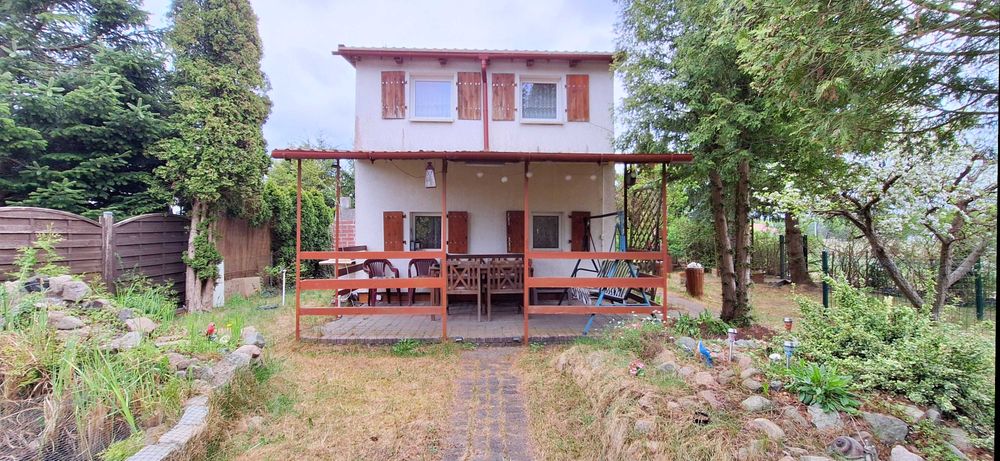 Żurczyn/ działka ROD całoroczna/ murowany domek 70m2/ kominek z płaszczem wodnym