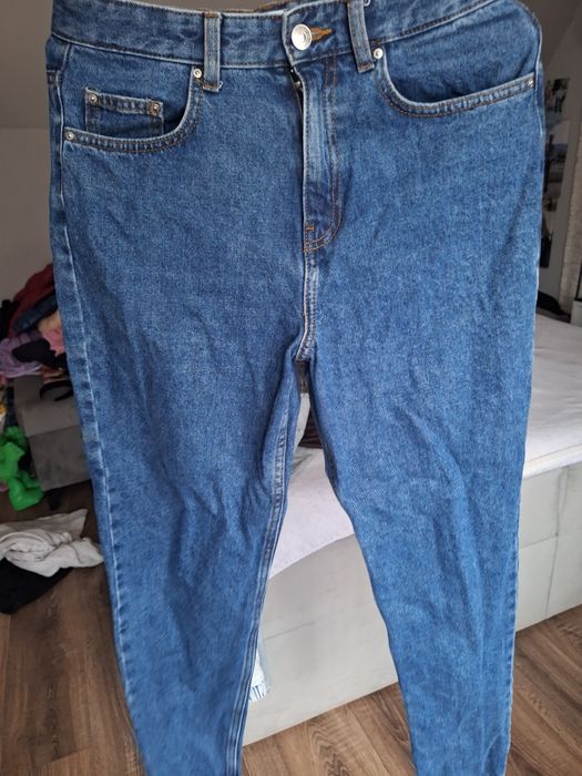 Granatowe jeansy denim.mom fit s 36 stan bdb