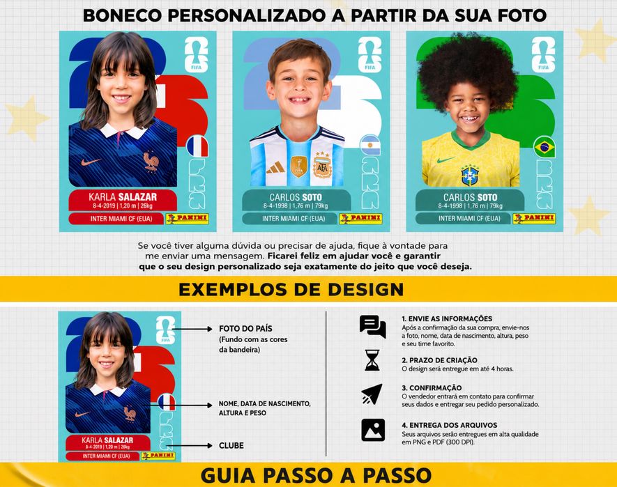 Transformo a sua fotografia em cromo personalizadao estilo Mundial.