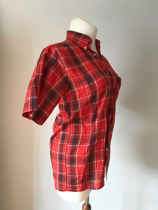 Koszula w kratkę czerwono czarno białą r. 44  vintage retro