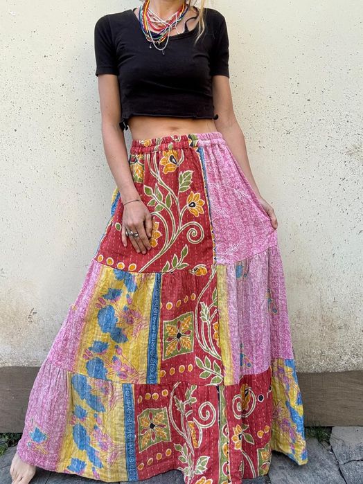 Spódnica bawełniana długa maxi India vintage kantha