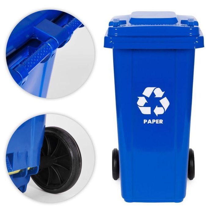 NOWE Zestaw 5 koszy do SEGREGACJI na śmieci pojemniki 5x120L zewnętrz