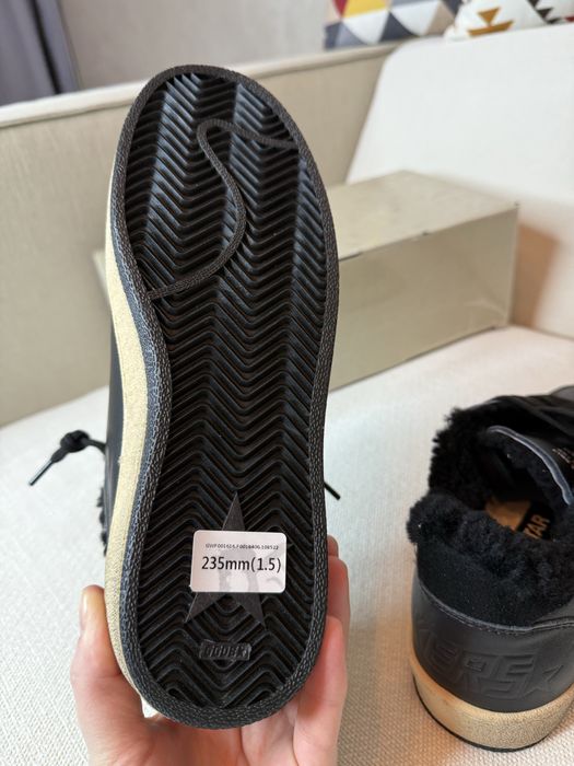 Кеди Golden Goose зимові чорні з хутром, голден гус