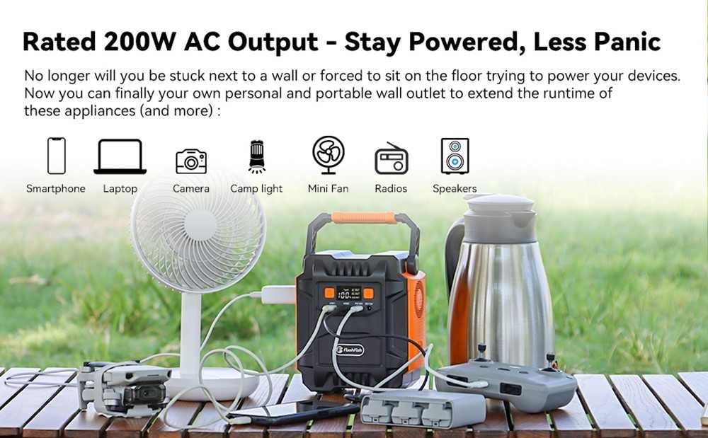 Estação de Energia 200W, Gerador Solar  172.8WHl 48000mAh  220V