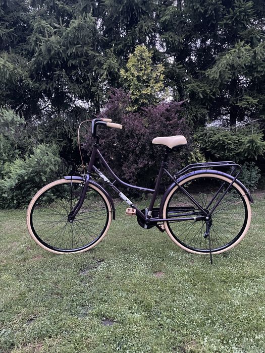 Piękny retro Rower miejski damka creme vintage fiolet