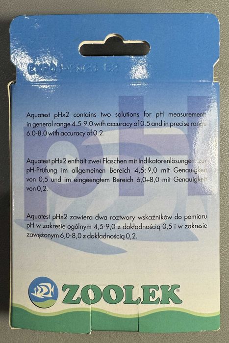 Тест для вимірювання pH (4,5-9,0)/(6,0-8,0) Zolek Aquatest pH x2