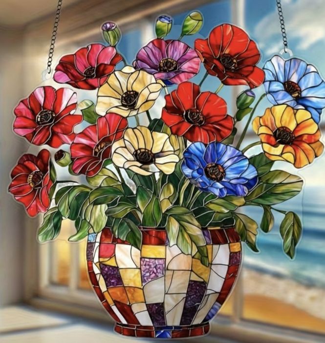 Kolorowe Maki w stylu Tiffany