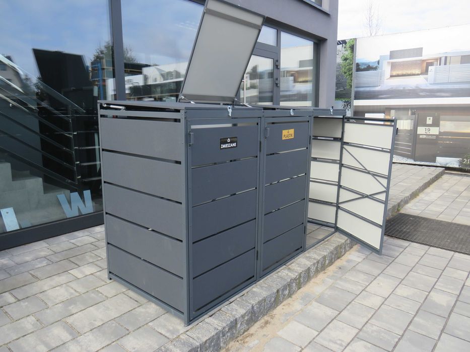 Zabudowa koszy pojemników na odpady obudowa kosza wiata na kosze 240 L