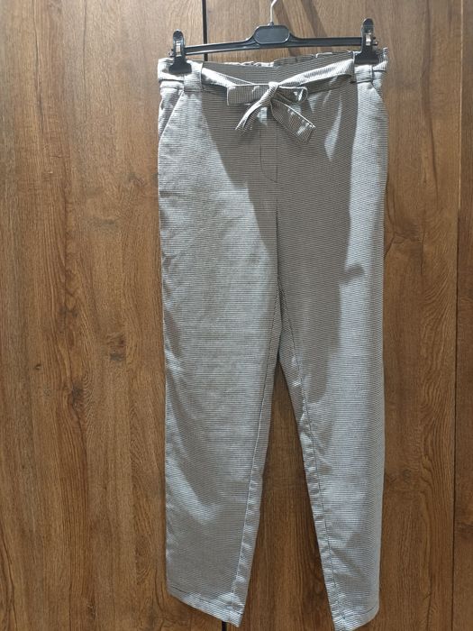 Spodnie Mango wysoki stan wiązane pepita