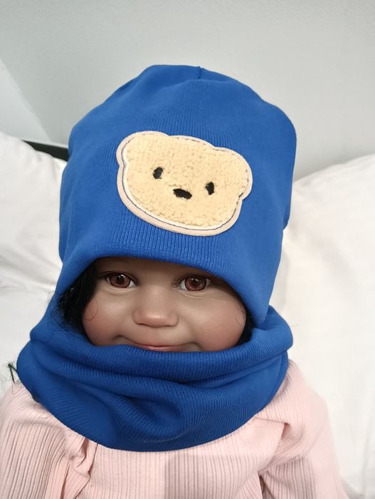 Czapka i komin prążek miś