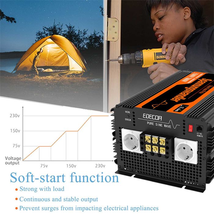 Inversor onda pura EDECOA 12V-220V(3500W) (Autocaravana / Campervan)