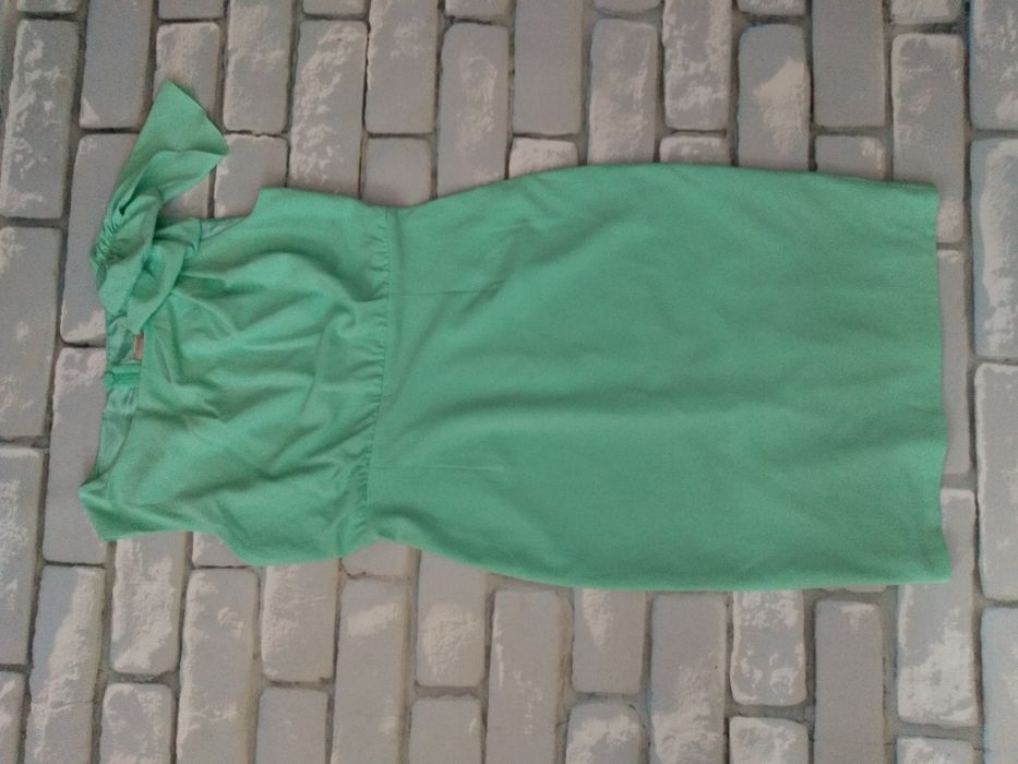Sukienka miętowa L 40 42 koktajlowa kokarda na wesele