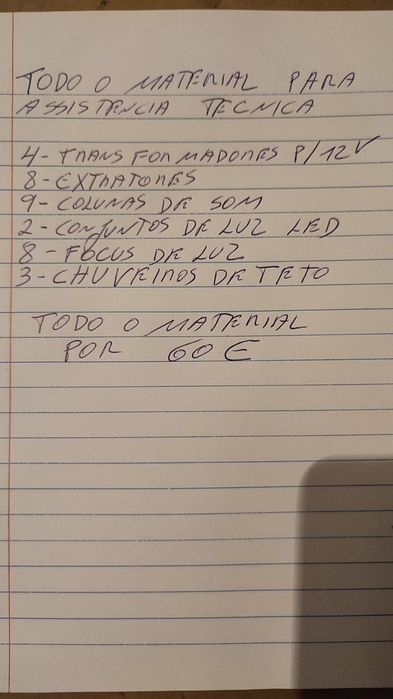 Material para assistência técnica