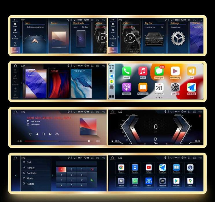 CarPlay Android Auto Radio DAB+ GPS Nawigacja WiFi 4G USB MP3 YouTube Bluetooth Android BMW 7 E65 E66 BOSE BMW E90 E91 E92 E93