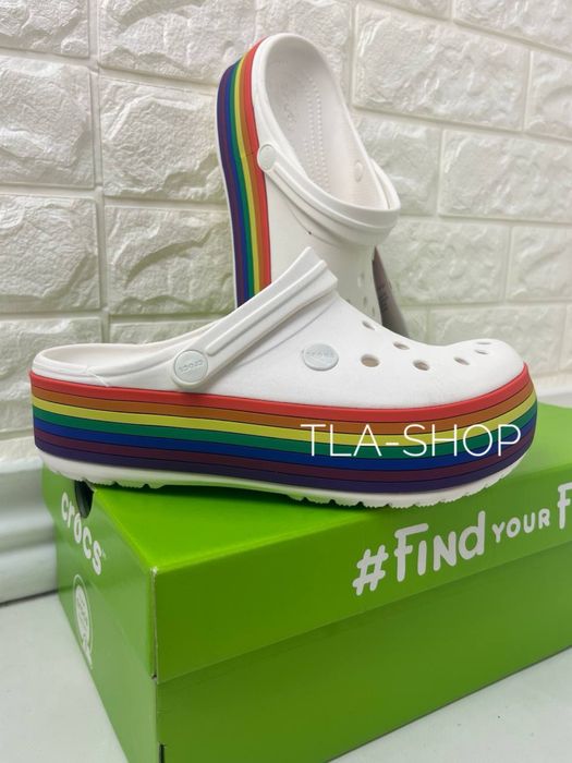 Сабо жіночі крокси Crocs Platform веселка кольорові