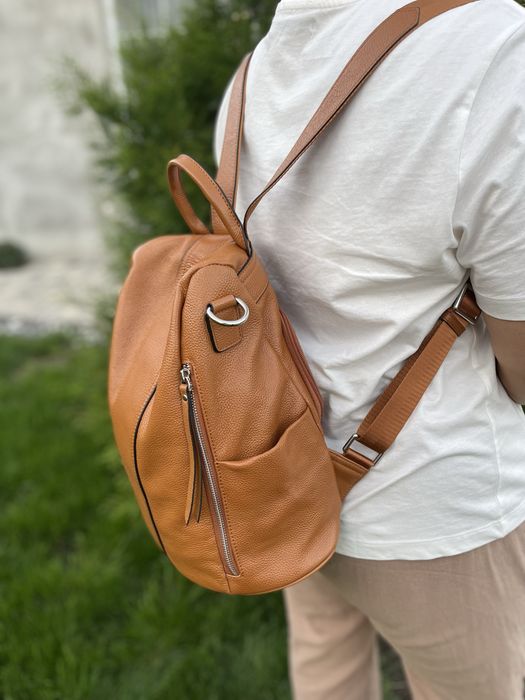 Кожаный рюкзак с защитой от кражи