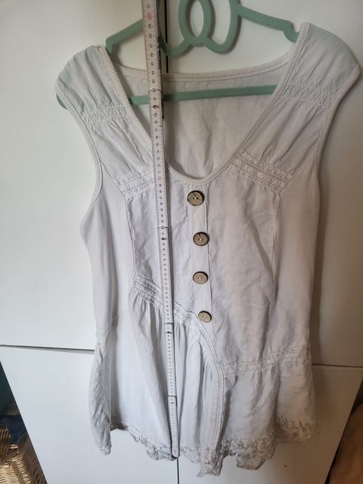Sukienka boho 100% len M biała