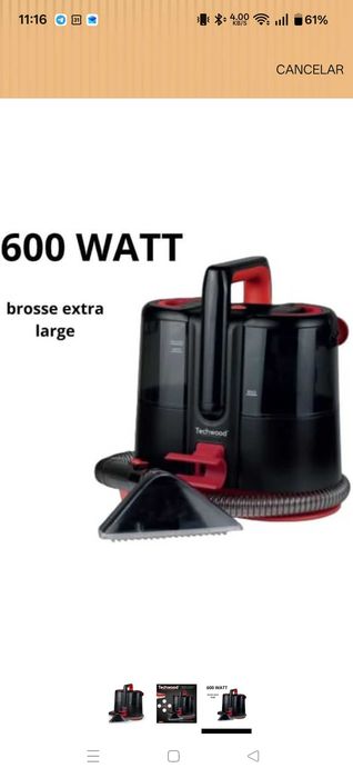 Aspirador de estofos, limpeza rápida e fácil, adequado para sujidade de animais de estimação, tapetes, interior do carro, 600 w