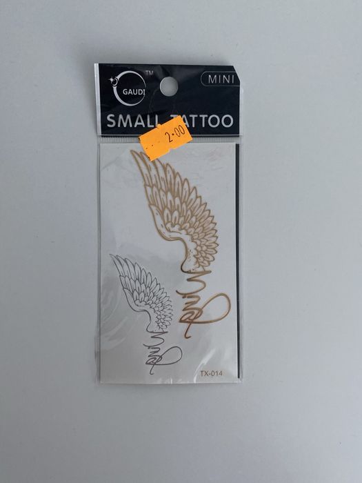 Tatuaże zmywalne tymczasowe GAUDI Mini | Skrzydła złote srebrne | Nowe