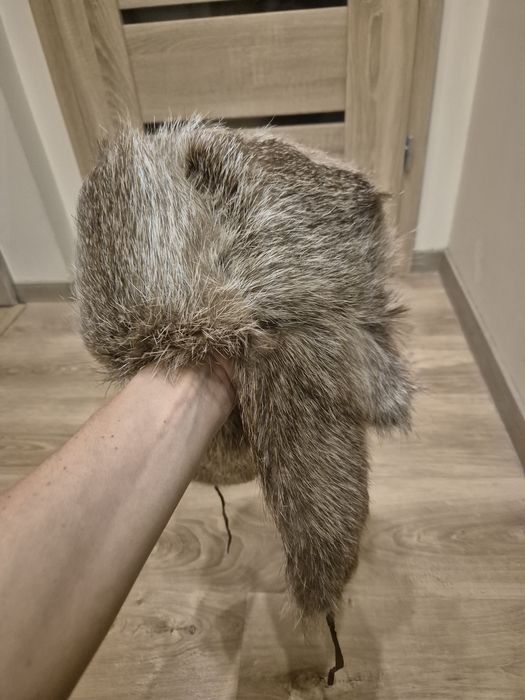 Czapka typu pilotka, naturalne futro nutria, produkt POLSKI - Vintage