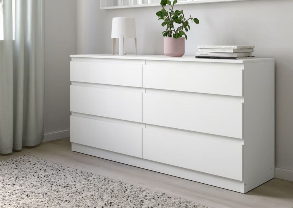 Cómoda c/6 gavetas, branco, 140x72 cm