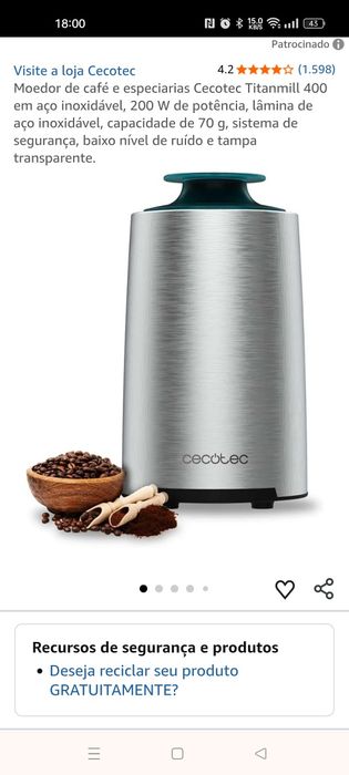 Moinho de café portátil