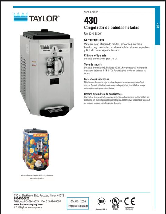 Venda de Máquina - Taylor 430 Máquina gelados/acai