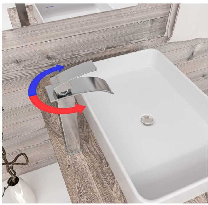 Wysoki kran łazienkowy Kadelg  + wąż 3/8" 60cm stal nierdzewna