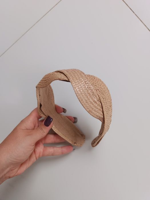 Nowa opaska Boho Zara beż pleciona naturalna