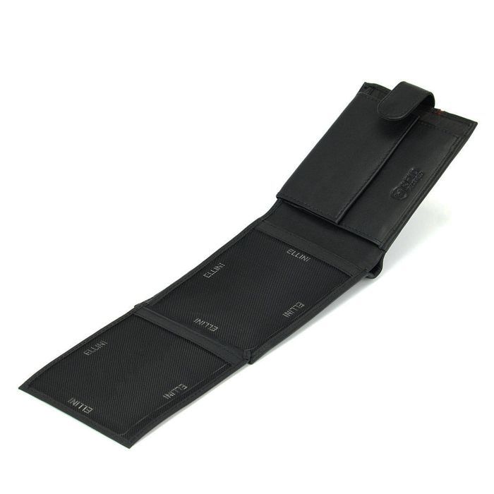 skórzany portfel męski z rfid ellini - czarno-czerwony