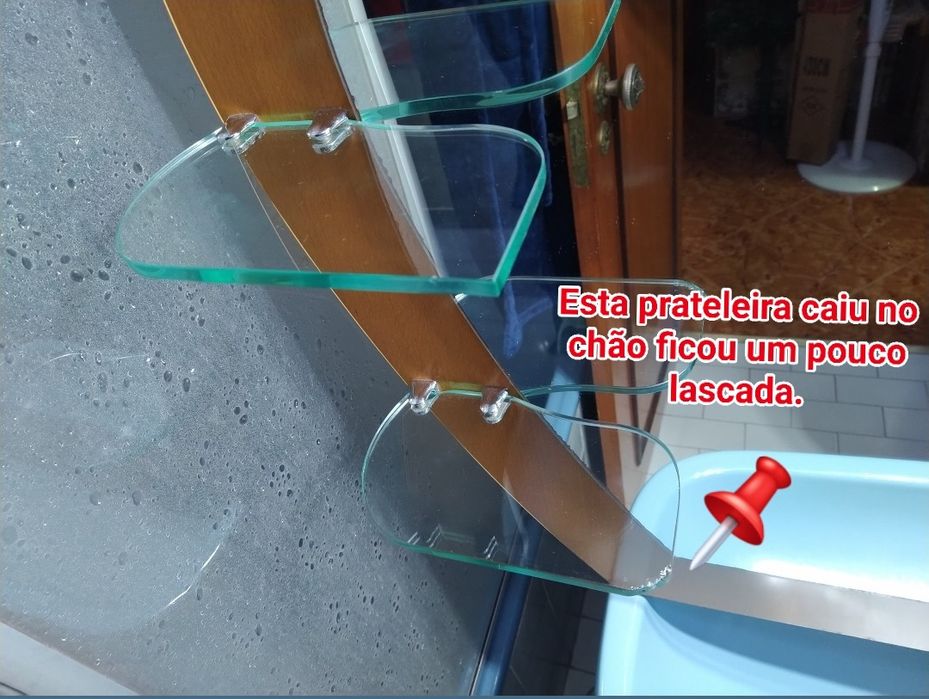 Espelho de casa de banho WC duas prateleiras casa quarto apartamento.