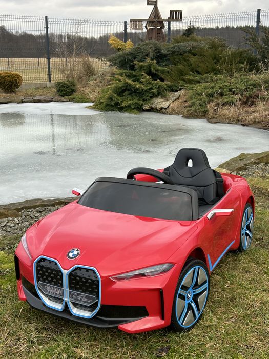 Auto na akumulator BMW i4 Miękkie koła EVA, Skóra, USB Tablice imienne