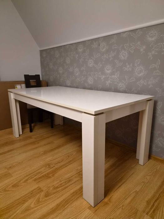 Stół biały 180x90 + 6 krzeseł – komplet